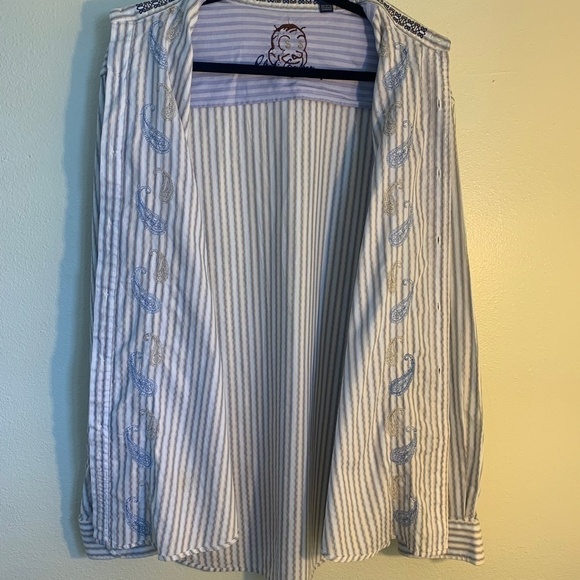Robert Graham Mens Striped Embroidered Paisley Long Sleeve Shirt Size 2XL.#0041 - Picture 15 of 15